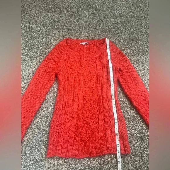 GAP SWEATER ORANGE CABLE KNIT CREW NECK LONG SLEEVE SOFT COZY  SIZE SMALL - Picture 7 of 9